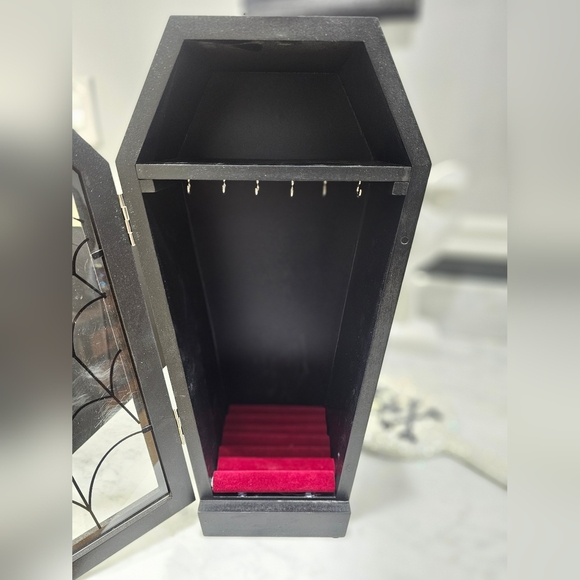 RARE Dolls Kill Home Goth Black Spiderweb Rose Black Eternal Coffin Jewelry Box - Picture 10 of 16